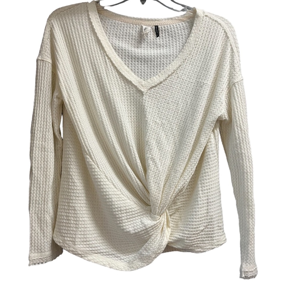 Free People Waffle Knit Twist Front Top
